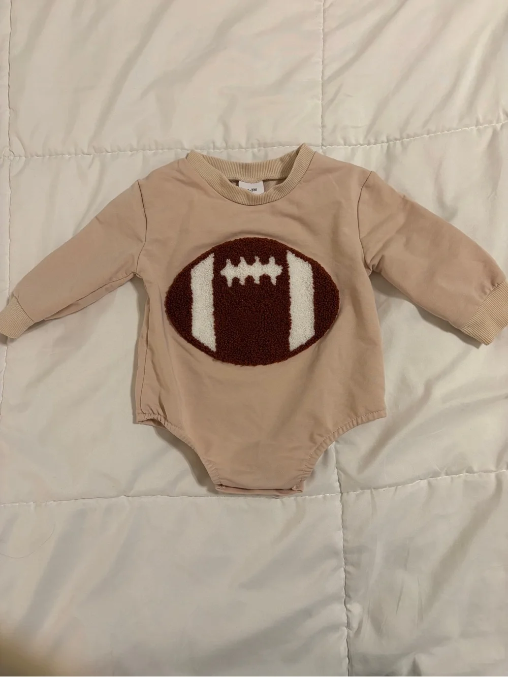 Football One-Piece Bubble Bodysuit in Light Beige